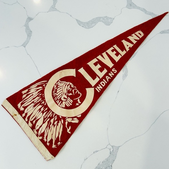 Vintage 1940's Cleveland Indians Baseball Felt Pennant Rare (Guardians) MLB